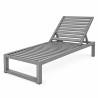 Garden lounger with adjustable backrest in light grey, studio view of the slatted deck
