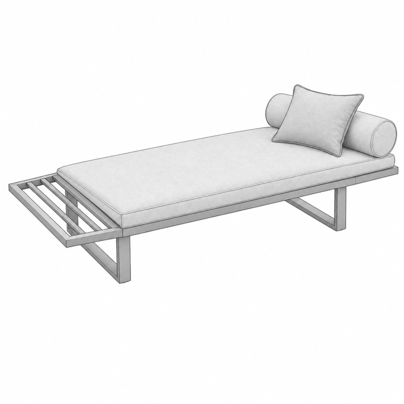 Daybed de acero para jardín, dibujo lineal