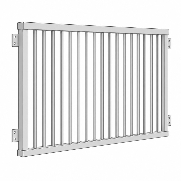 Balcone alla francese a barre verticali, disegno al tratto