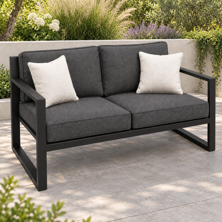 Sofa ogrodowa loft, z poduchami na nowoczesnym patio
