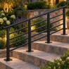 Outdoor Stair Railing, on stone garden steps in evening light