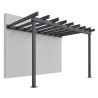 Pérgola de terraza de acero con vigas abiertas, vista de estudio