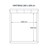 Upholstered Bed for a 180 x 200 cm Mattress, top view line drawing with mattress dimensions
