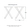 Pieds de table en X (paire), dessin au trait avec dimensions standard