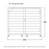 Mülltonnenbox aus Stahl mit Lamellen, Strichzeichnung mit Standardmaßen