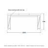 Mesa de comedor extensible estilo loft, dibujo lineal con medidas estándar