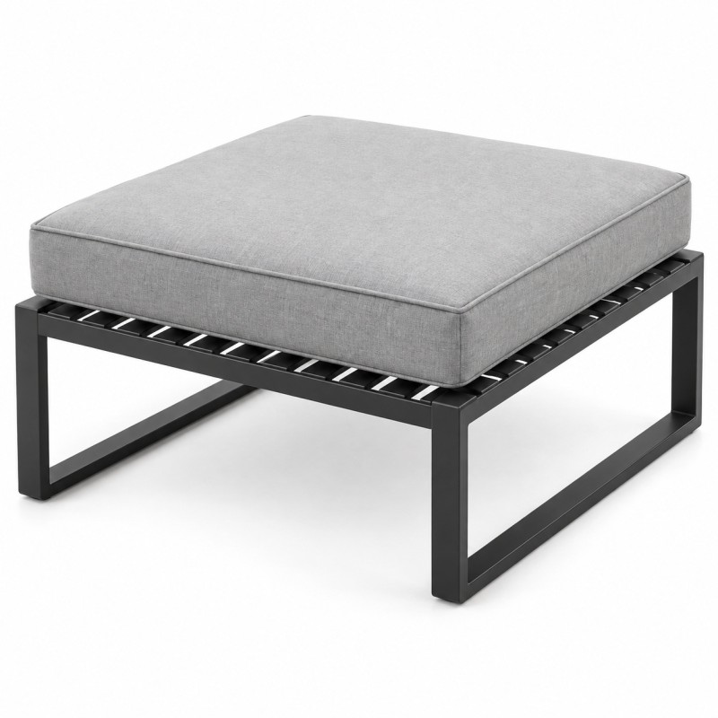 Steel Garden Pouf with Cushion, studio view