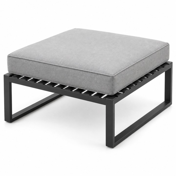 Steel Garden Pouf with Cushion, studio view