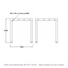 U-Shaped Table Legs (Pair), line drawing with standard dimensions
