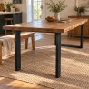 Gambe a U per tavolo in acciaio (coppia), sotto un piano rustico in rovere in cucina