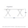 Tavolo da pranzo loft con gambe a X, disegno al tratto con misure standard