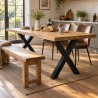 Loft Dining Table on X Legs, laid for breakfast in a family kitchen