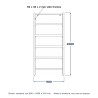 Loft Bookcase in Steel and Oak, line drawing with standard dimensions