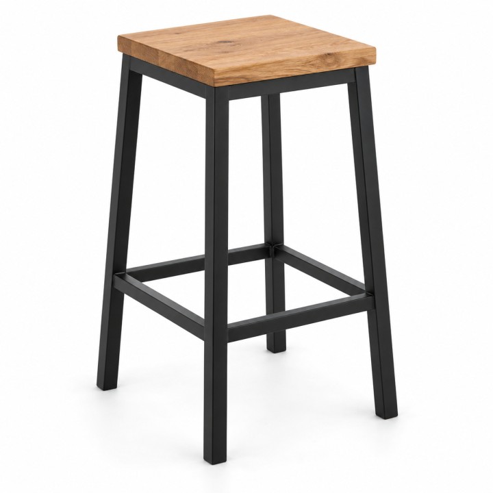 Loft Bar Stool in Steel and Oak, studio view