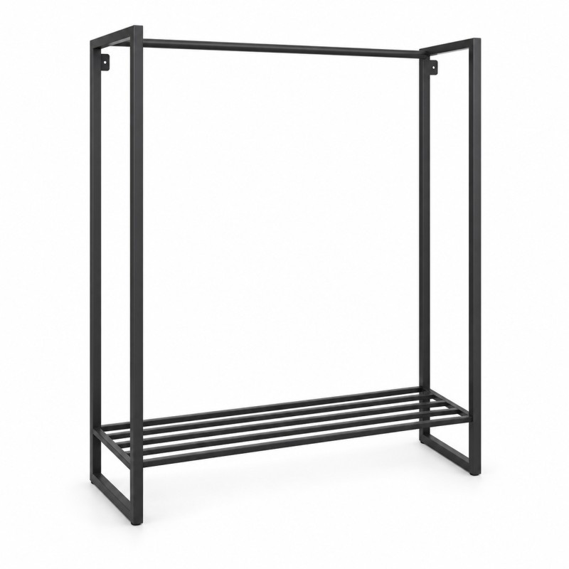 Portant à vêtements loft avec étagère à chaussures, vue en studio