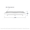 Cama flotante con estructura de acero, dibujo lineal con medidas estándar