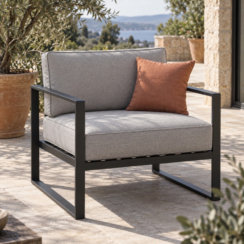 Juego de cojines de exterior para una plaza, en el sillón de jardín Loft en la terraza