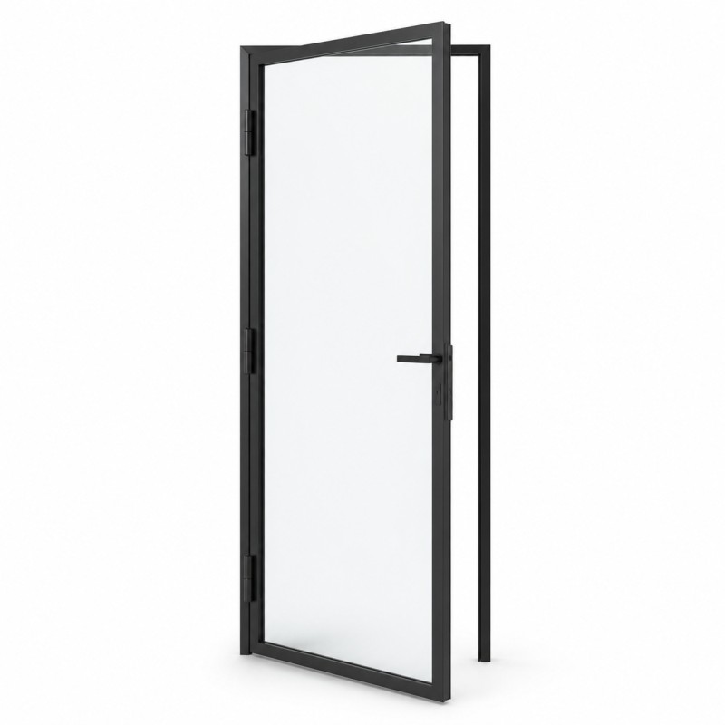 Porte verrière acier à vitrage plein, vue studio