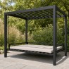 Columpio Cama Balinesa con Pérgola, con colchoneta en un patio de jardín