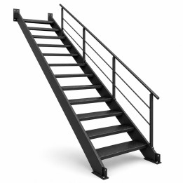 Gerade Stahltreppe, Studioansicht