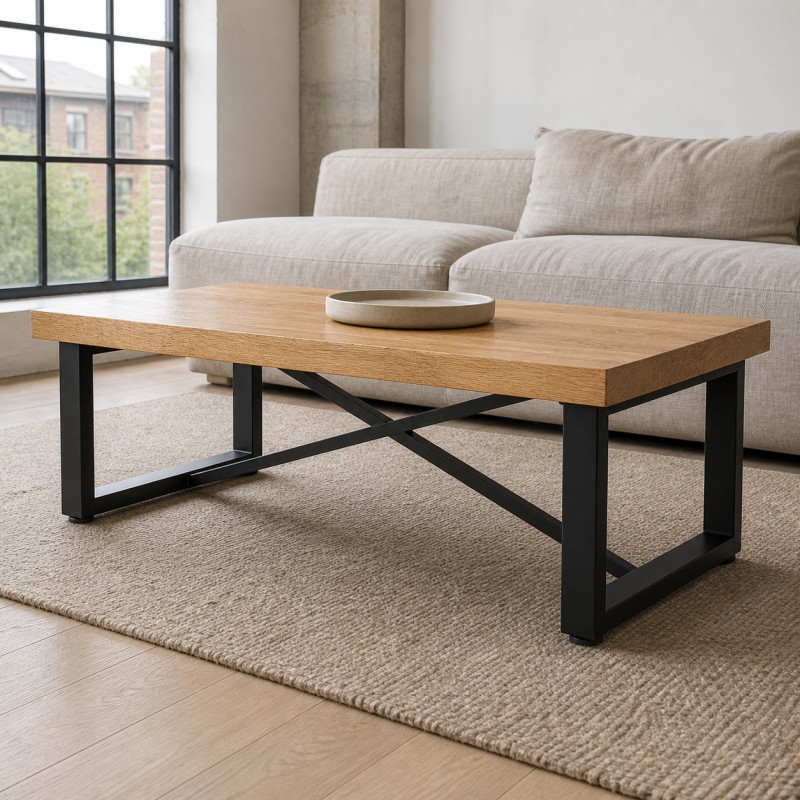 Loft Coffee Table, in a bright living room with a linen sofa