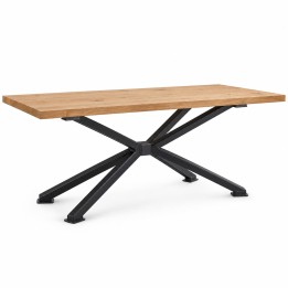 Tavolo da Pranzo con Gambe Spider, vista in studio in acciaio nero con piano in rovere