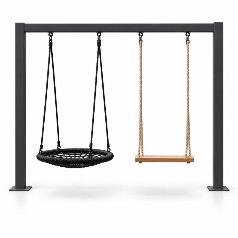 Garden Swing with U-Shaped Steel Frame, front studio view
