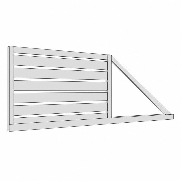 Horizontal Cantilever Sliding Gate, simplified studio view in light grey