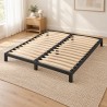 Fixed Metal Mattress Support Base, on a woven rug in a bright bedroom